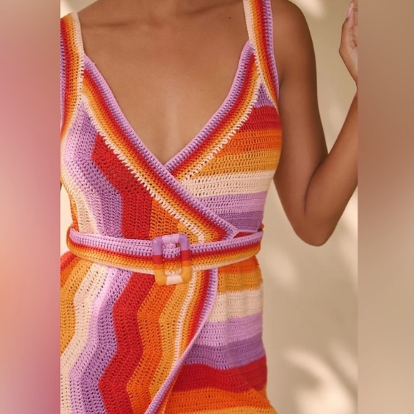 New FARM Rio Colorful Crochet Mini Dress - Picture 3 of 3